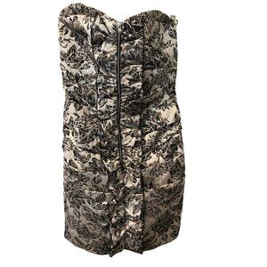 Rubber Ducky Strapless Dress Womens Small Full Zipper  Gold Brocade Metallic NWT